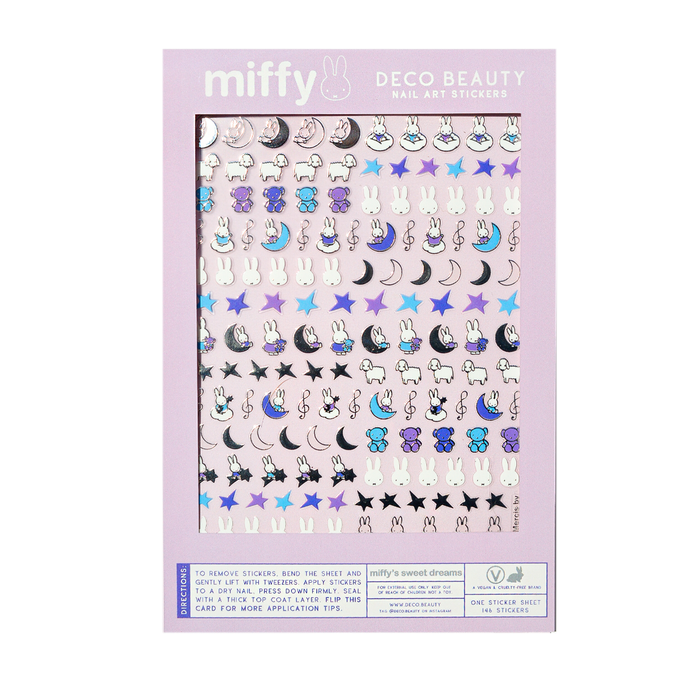 Deco Beauty 'Miffy's Sweet Dreams' sticker sheet flat lay on white background