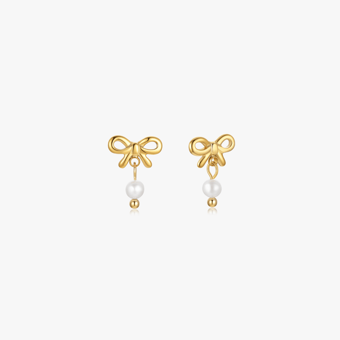 Mini Bow Earrings With Pearls - Flaire & Co.
