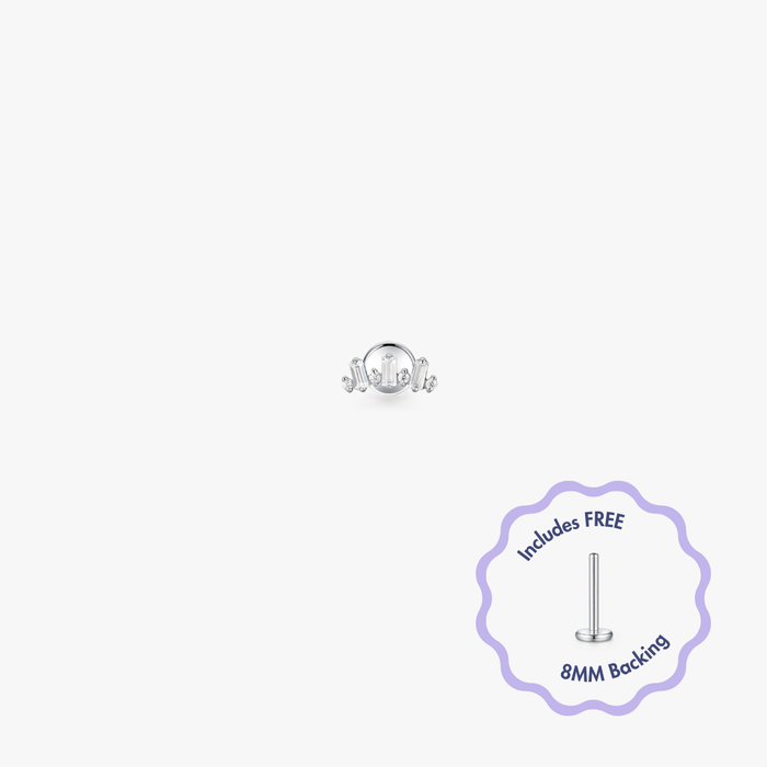 Mini Crown Titanium Flat Back Stud (Single)