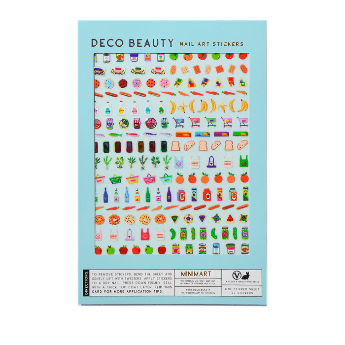 Minimart sheet flat lay on white background