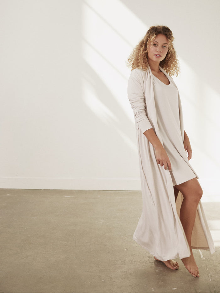 Modal Long Robe by Hass color Bone