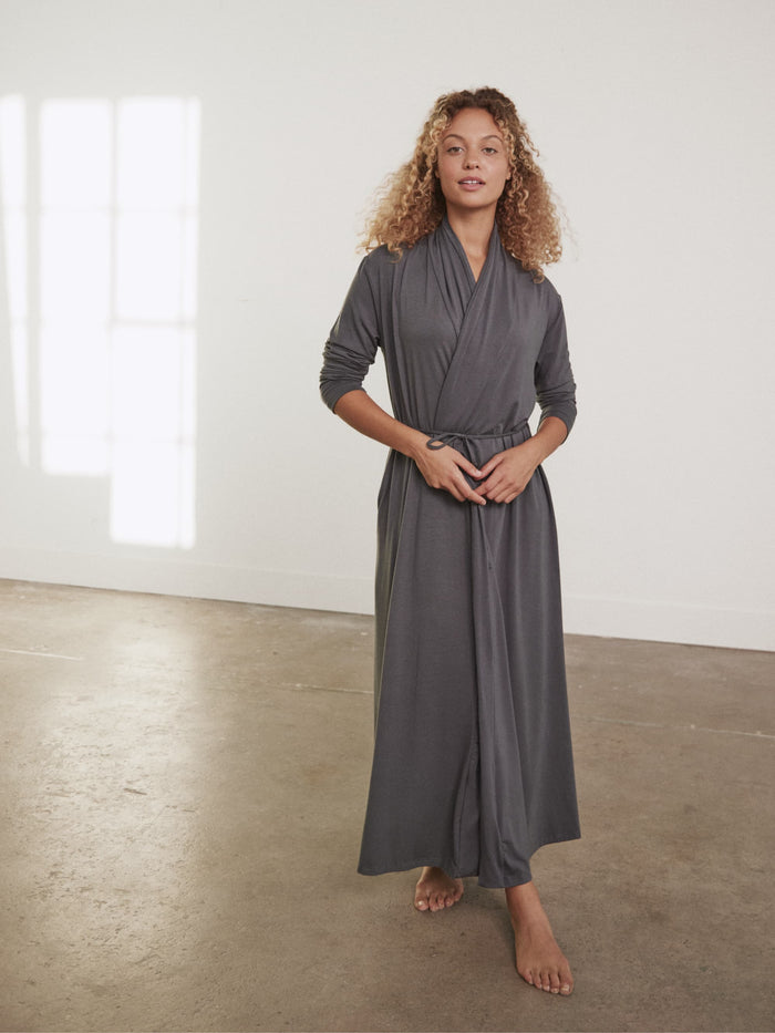 Modal Long Robe by Hass color Slate