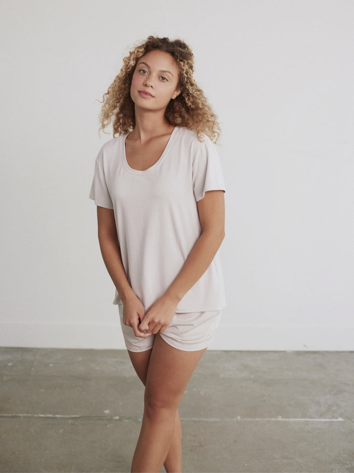 Modal Pajama Short by Hass color Bone