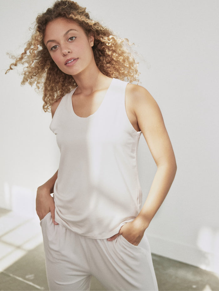 Modal Pajama Tank by Hass color Bone
