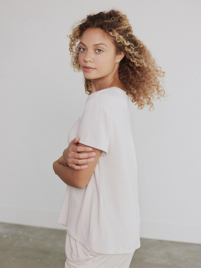 Modal Pajama Tee by Hass color Bone