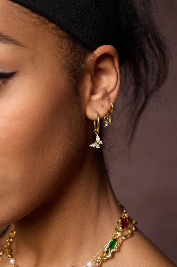 Moon Pave Hoop Charm (Single) - Flaire & Co.