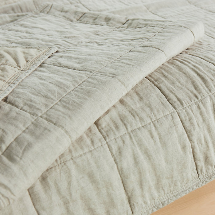 Avocado Natural Linen Quilt in color Natural