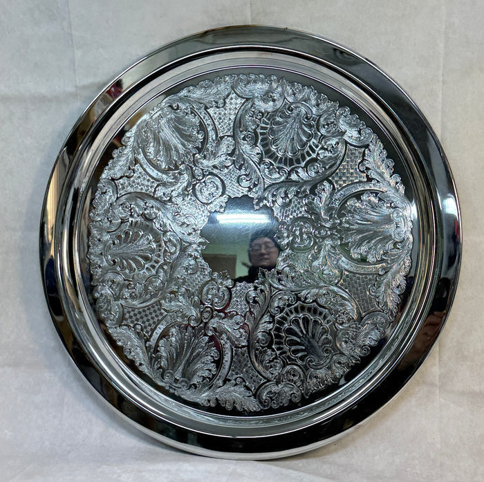 Oneida USA 19" Round Etched Scrollwork Tray