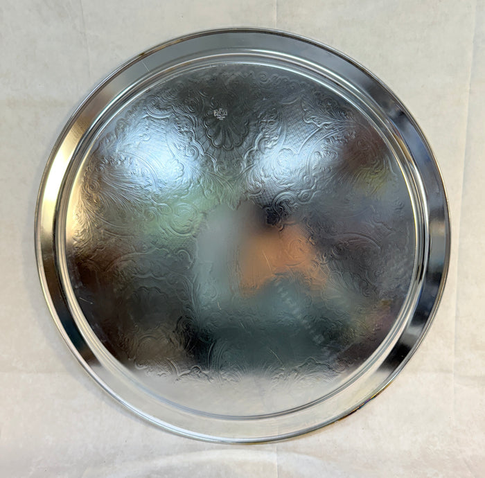Oneida USA 19" Round Etched Scrollwork Tray