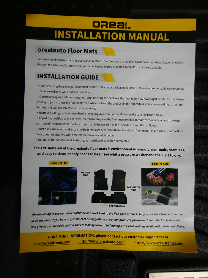 Oreal Auto Car Floor Mats - 4 Mat Set, Brand New!