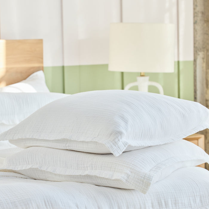 Organic Cotton Gauze Shams White Euro Size
