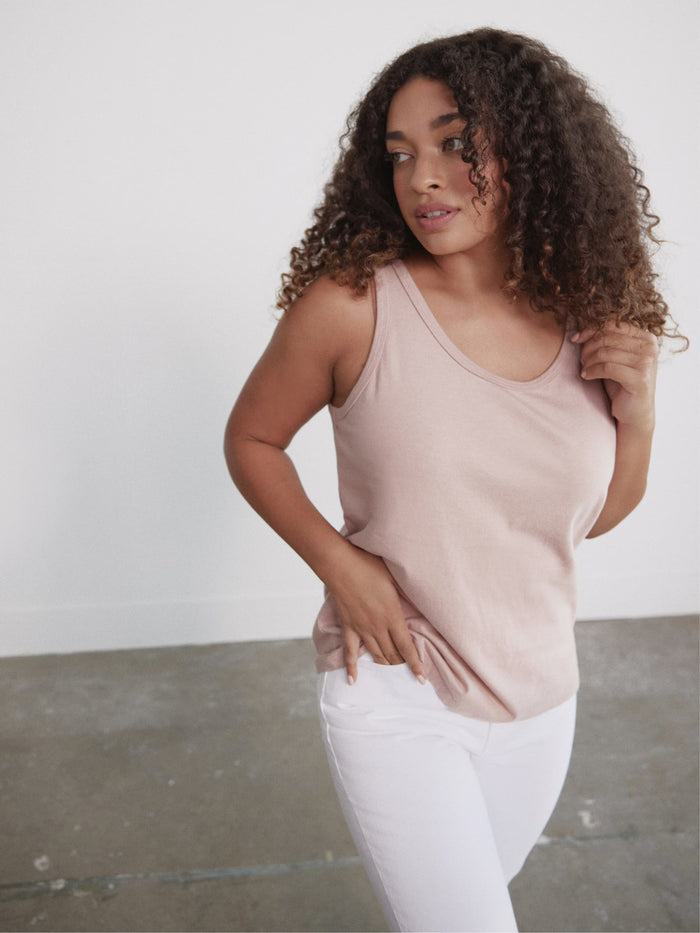 Organic Cotton Scoop Neck Tank Top rosewater