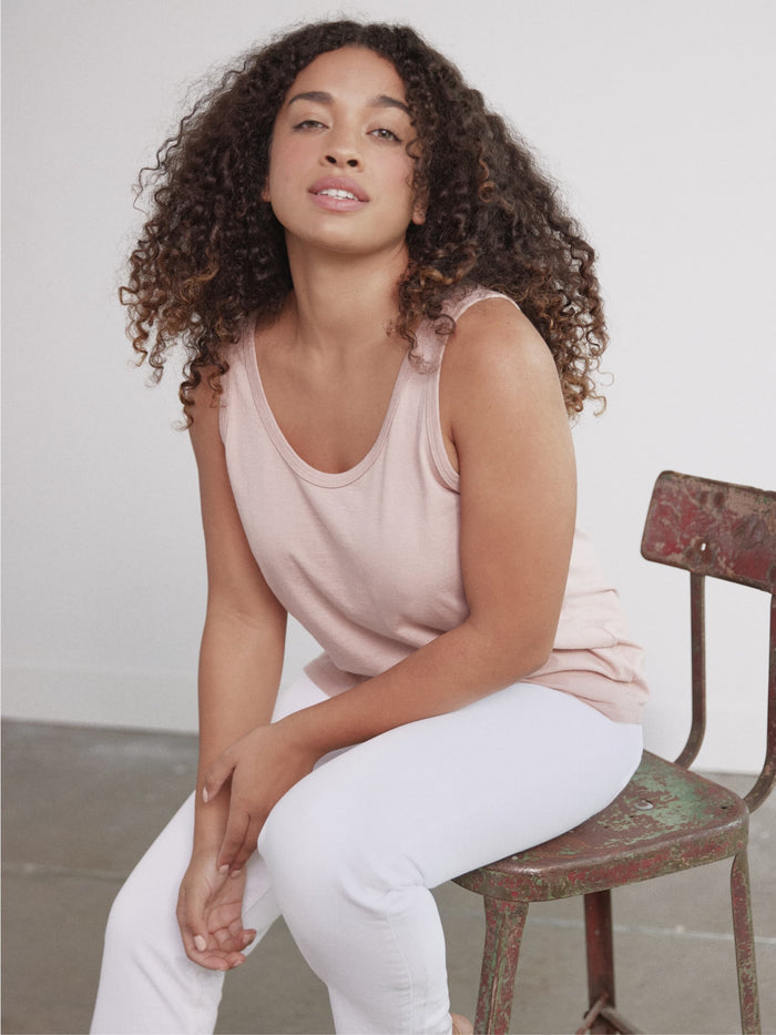 Organic Cotton Scoop Neck Tank Top rosewater