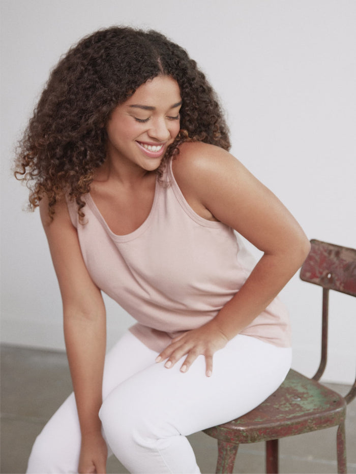 Organic Cotton Scoop Neck Tank Top rosewater