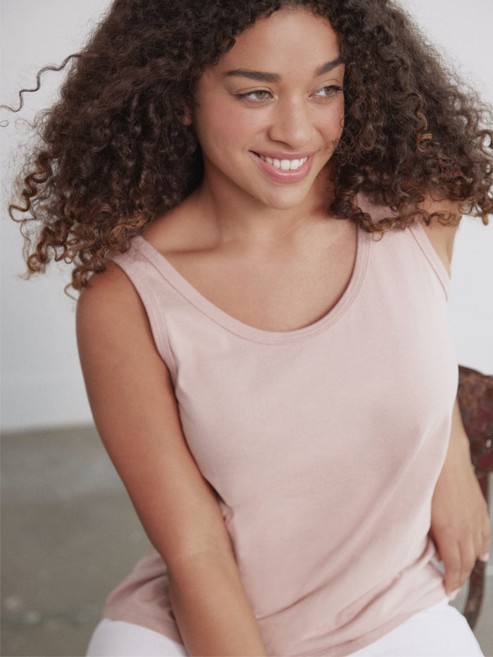 Organic Cotton Scoop Neck Tank Top rosewater