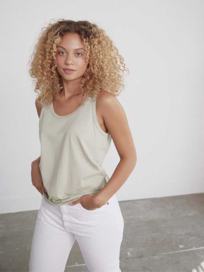 Organic Cotton Scoop Neck Tank Top sage