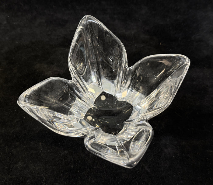 Orrefors Art Glass Lotus Bowl Lead Crystal by Lars Hellsten Vintage Sweden