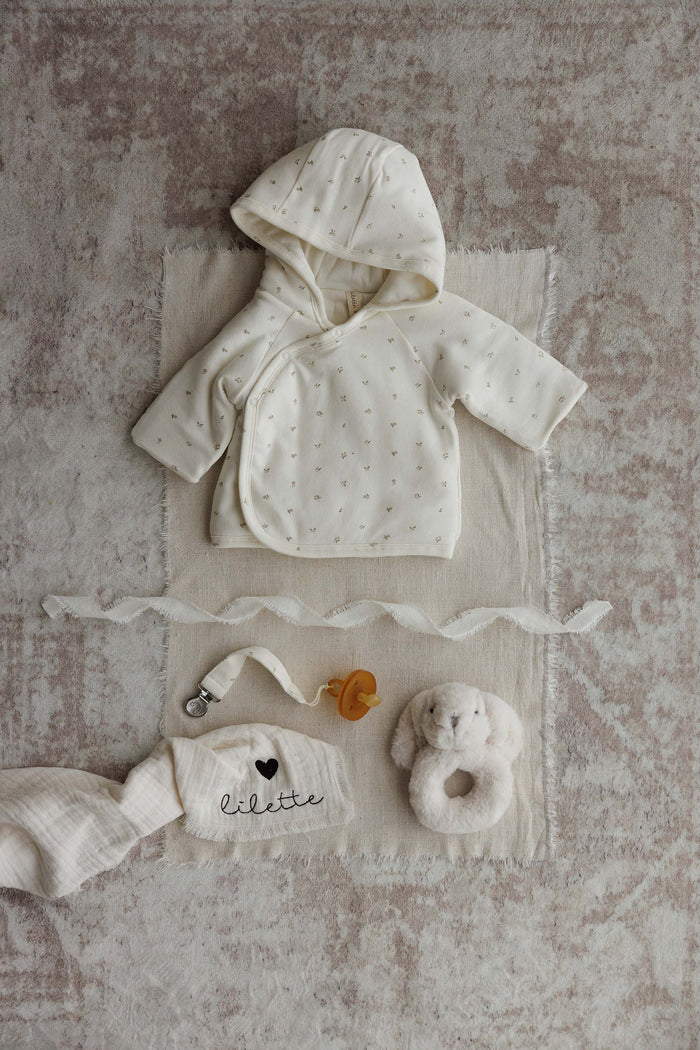 Padded bitsy floral jacket-cream/oat