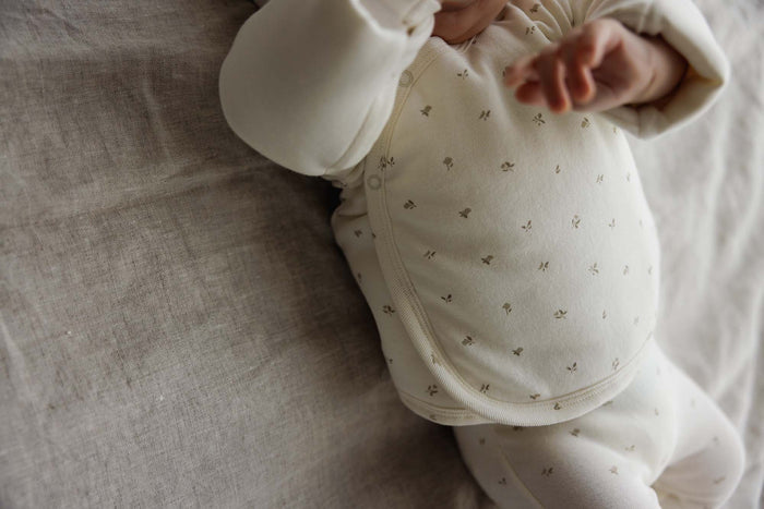 Padded bitsy floral jacket-cream/pink