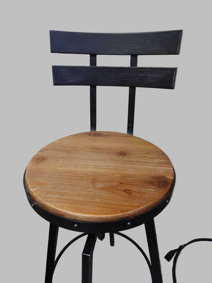Pair of Industrial Style Metal and Wood Barstools