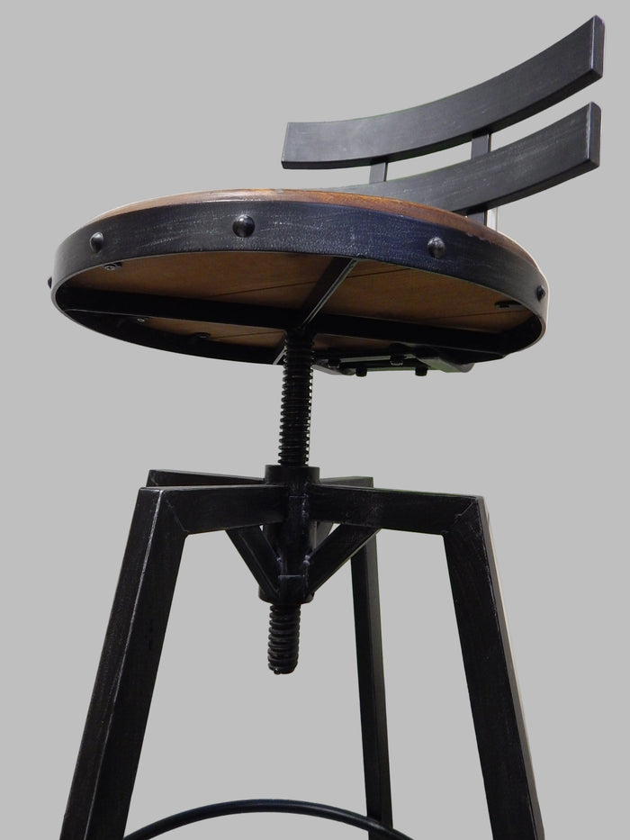 Pair of Industrial Style Metal and Wood Barstools