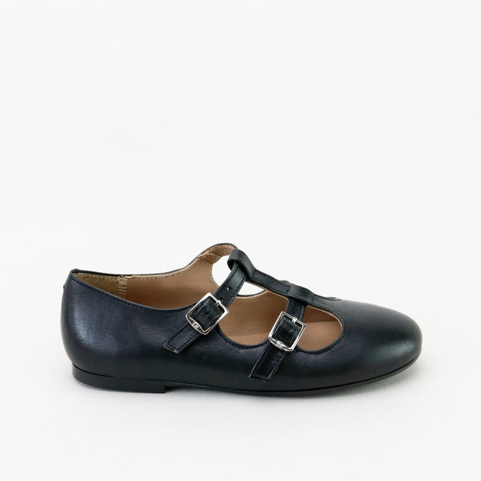 Papanatas Napa Negro Double Buckle T Strap