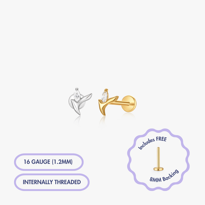 Paradise Gem Titanium Flat Back Stud (Single) - Flaire & Co.