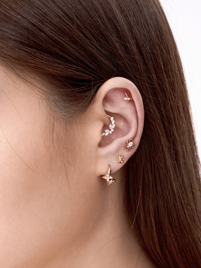 Spider Gem Titanium Flat Back Stud (Single) - Flaire & Co.