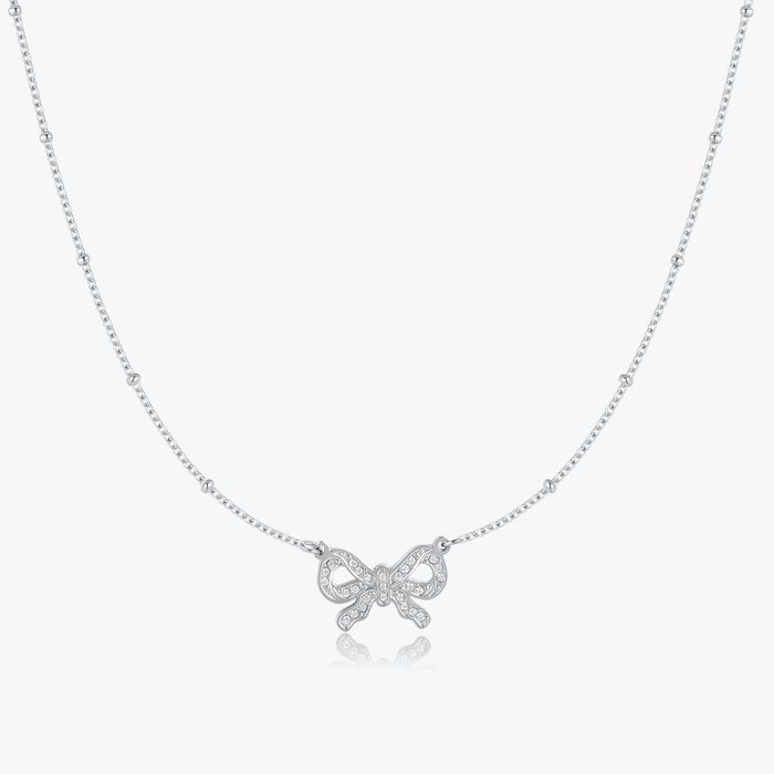 Pave Bow Necklace - Flaire & Co.