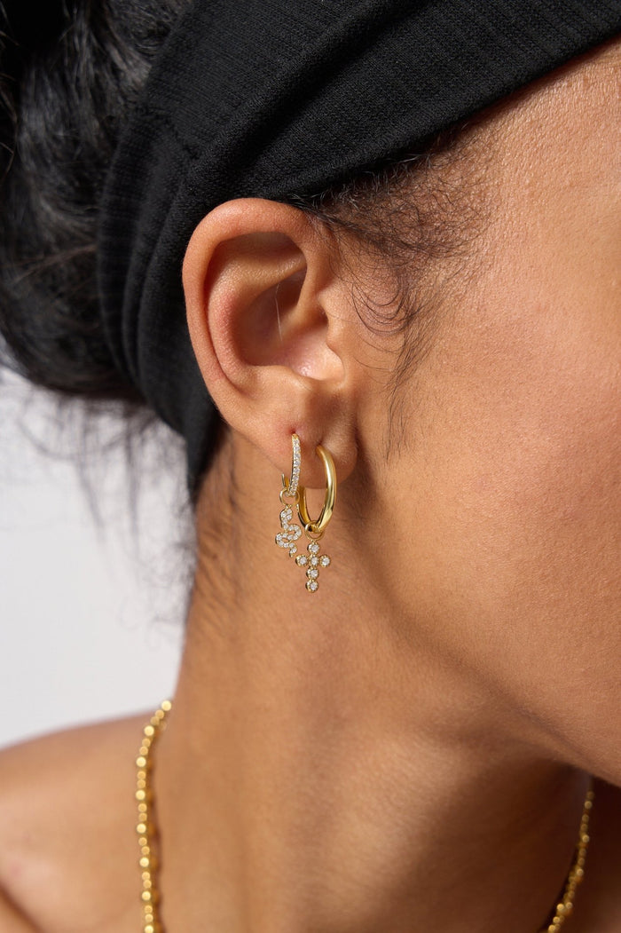 Pave Cross Hoop Charm (Single) - Flaire & Co.
