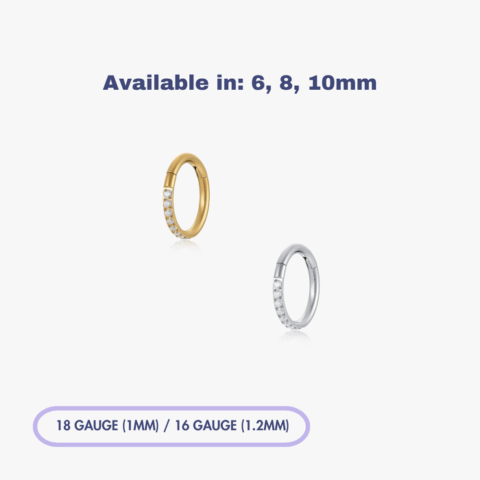 Pave Front Gem Titanium Clicker Hoop (Single) - Flaire & Co.