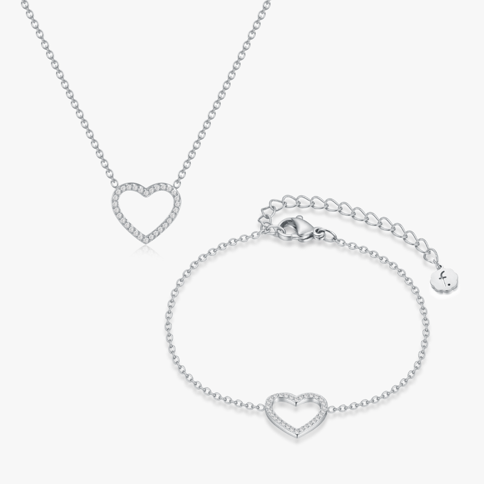 Pave Heart Silver Bundle - Flaire & Co.