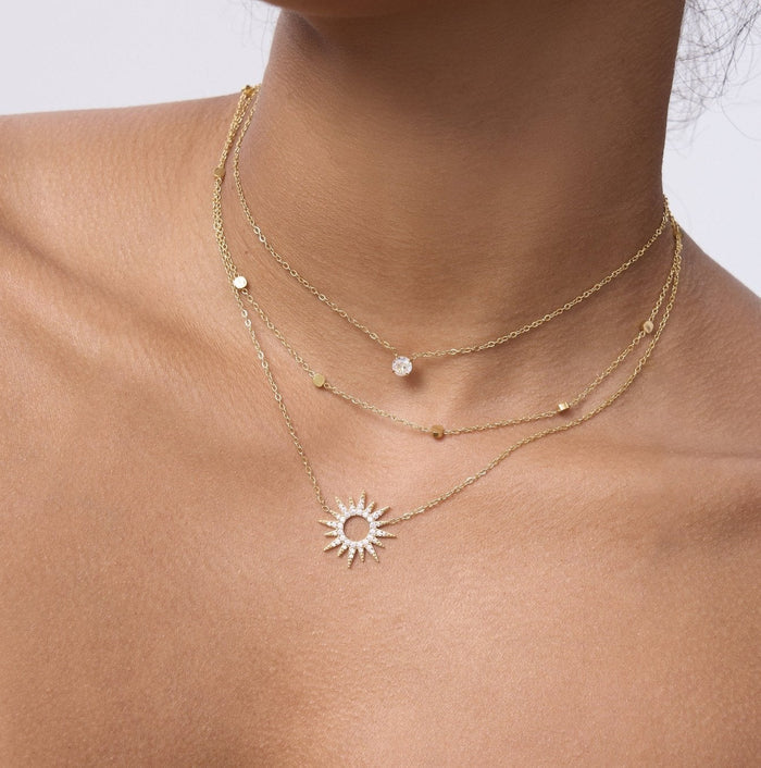 Pave Sunburst Necklace - Flaire & Co.