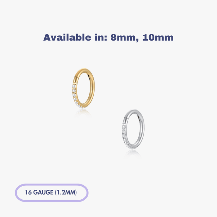 Pearl Gem Titanium Clicker Hoop (Single) - Flaire & Co.