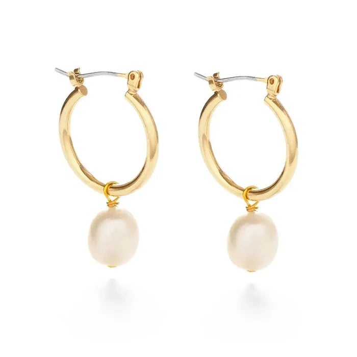 Pearl Hoop Earrings - The Riviera Towel Company