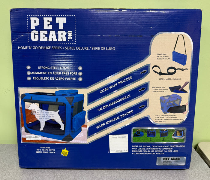 Pet Gear Home N'Go Soft Crate, Medium (36" x 24" x 27"), Blue - Brand New!