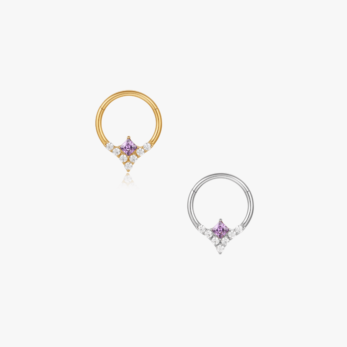 Purple Gem Lila Titanium Hoop (Single) - Flaire & Co.