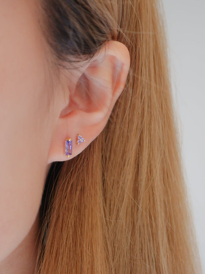 Purple Twinkle Sterling Studs in Gold - Flaire & Co.
