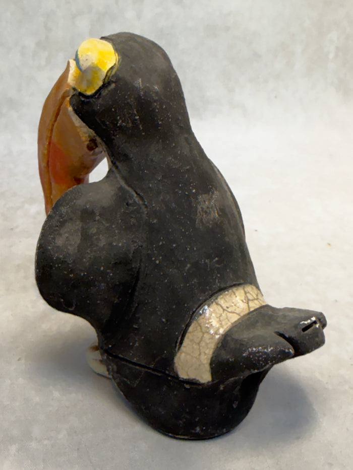 Raku Zoo Toucan Whistle by Chris Moses, Signed by Artist