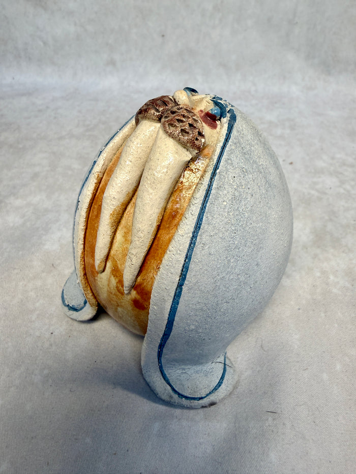 Raku Zoo Walrus Whistle by Chris Moses, Signed by Artist
