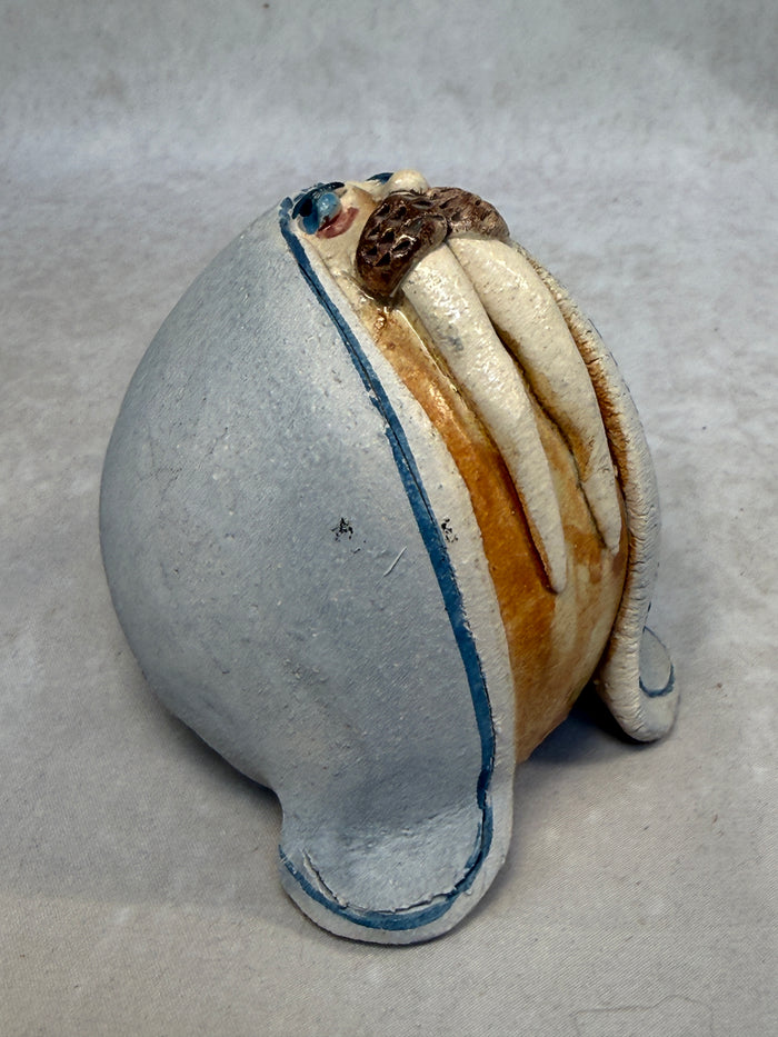 Raku Zoo Walrus Whistle by Chris Moses, Signed by Artist