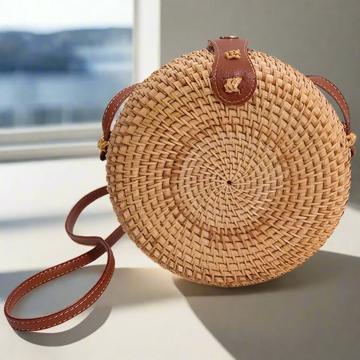 Rattan Straw Macaron Shell Crossbody