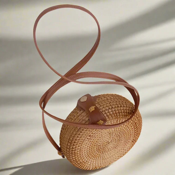 Rattan Straw Macaron Shell Crossbody