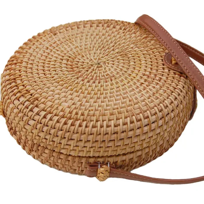 Rattan Straw Macaron Shell Crossbody