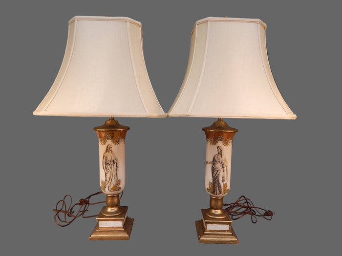 Roman-Themed Table Lamps - Set of 2, Working