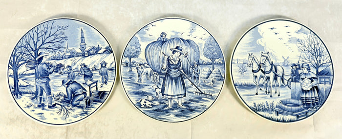 Royal Delfts Blauw Country Life Plates - Set of 3