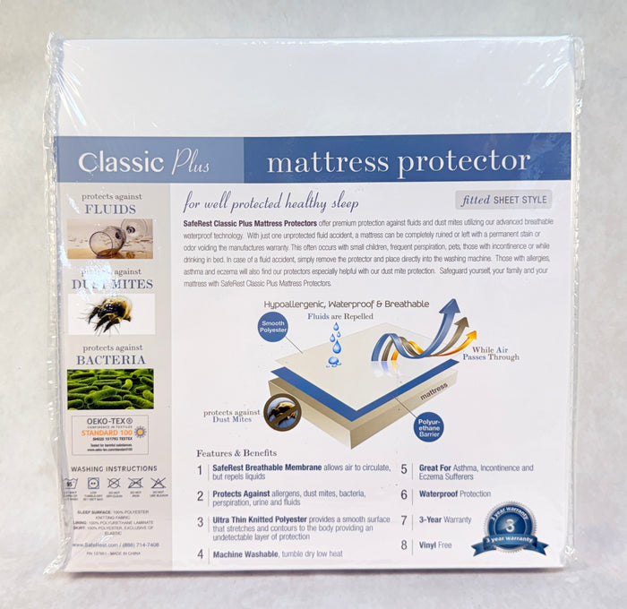 SafeRest Classic Plus Mattress Protector, Twin XL - Brand New!