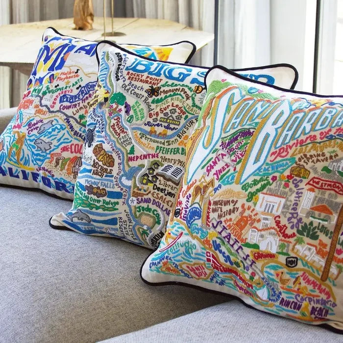 Santa Barbara Hand-Embroidered Pillow