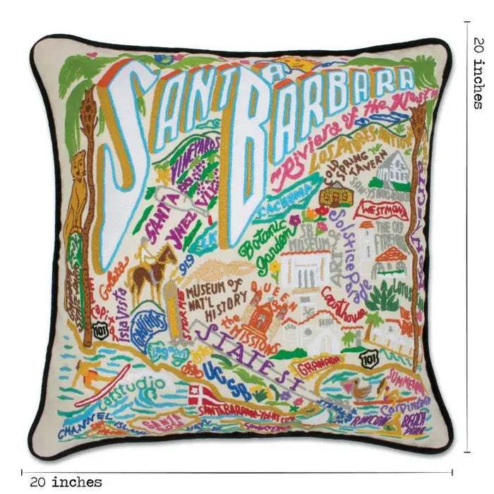 Santa Barbara Hand-Embroidered Pillow