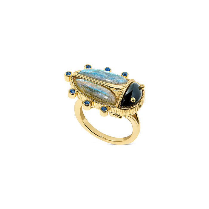 Scarab Ring Labradorite/Agate
